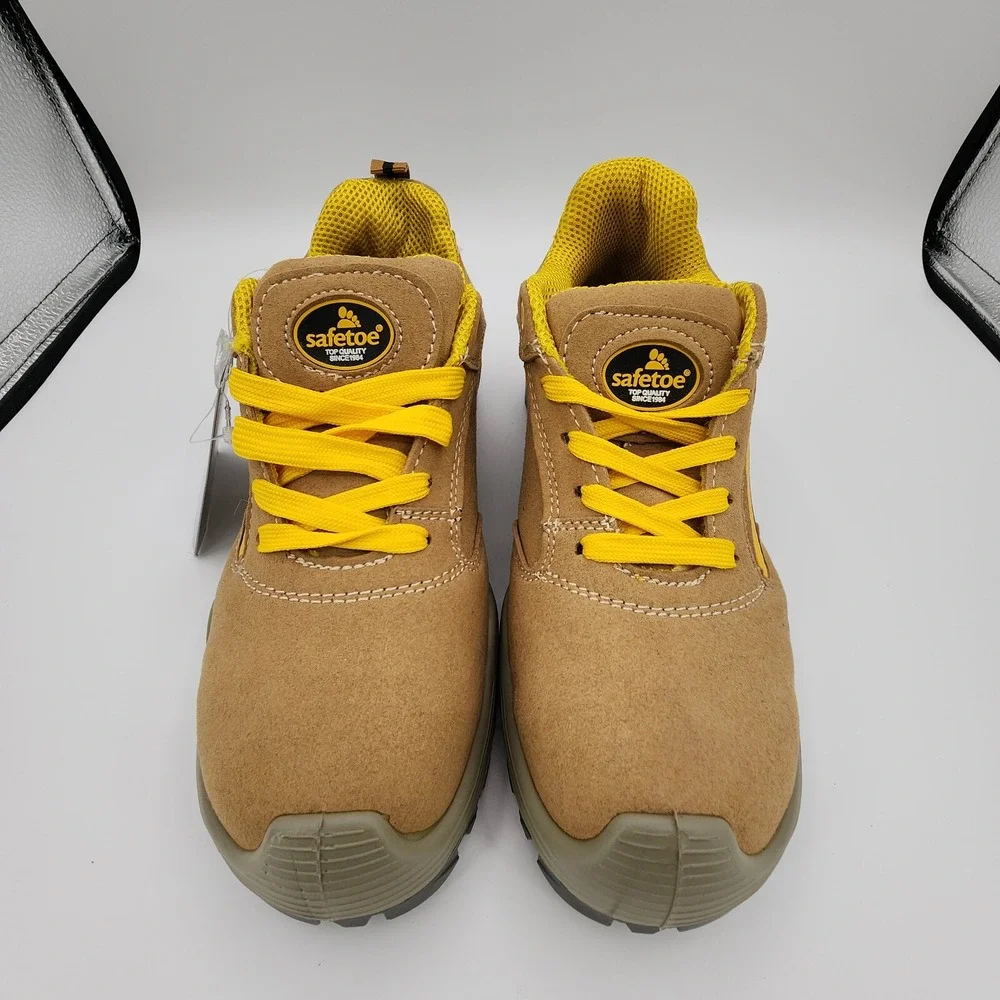 Safetoe Mens Safety Shoes Mens 6 / Womens 8 Steel Toe Work Cow Leather Suede NEW